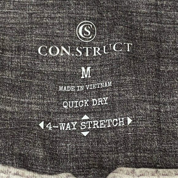 Construct Taupe Abstract Henley Shirt NWT Medium Short Sleeve Casual Stretch - Picture 5 of 8